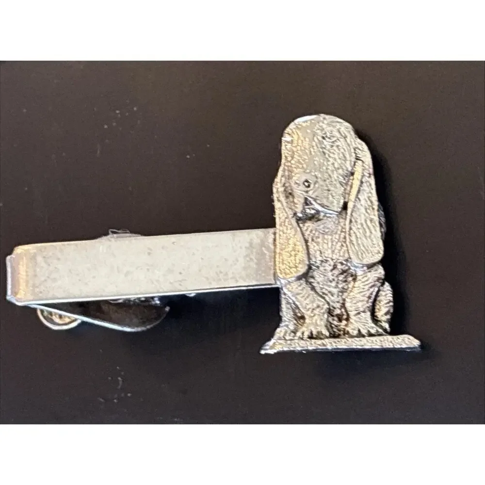 Basset Hound Men’s Tie Clip Adorable Dog in Silver Tone-~Mercury Industries L2